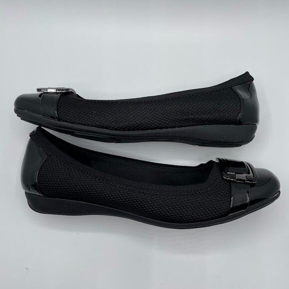 Anne Klein Iflex Size 9 Black Unice Ballet Flats Cap Toe Slip On Comfort Shoes - Picture 4 of 9